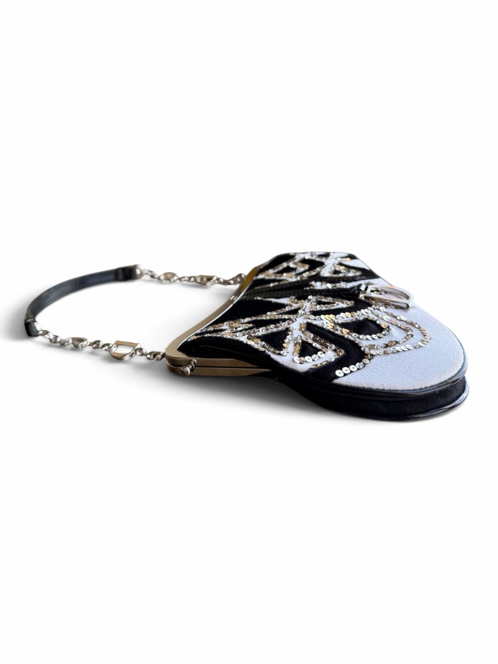 Vintage Dior x Galliano Limited Edition Black & White Sequin Mini Saddle - Picture 6 of 9